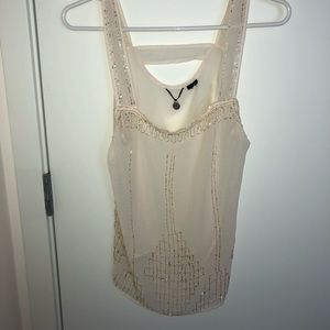 Cream beaded tank top